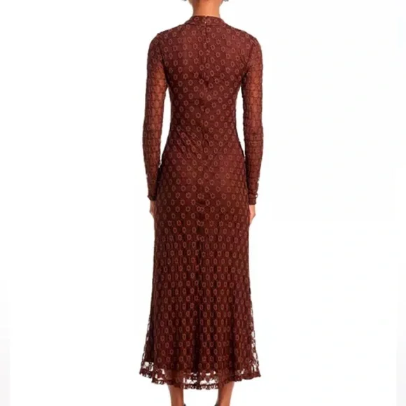 Bardot Ola Embroidered Midi Dress In Chocolate - Picture 3 of 7